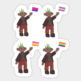 Punk mice holding pride flags Sticker